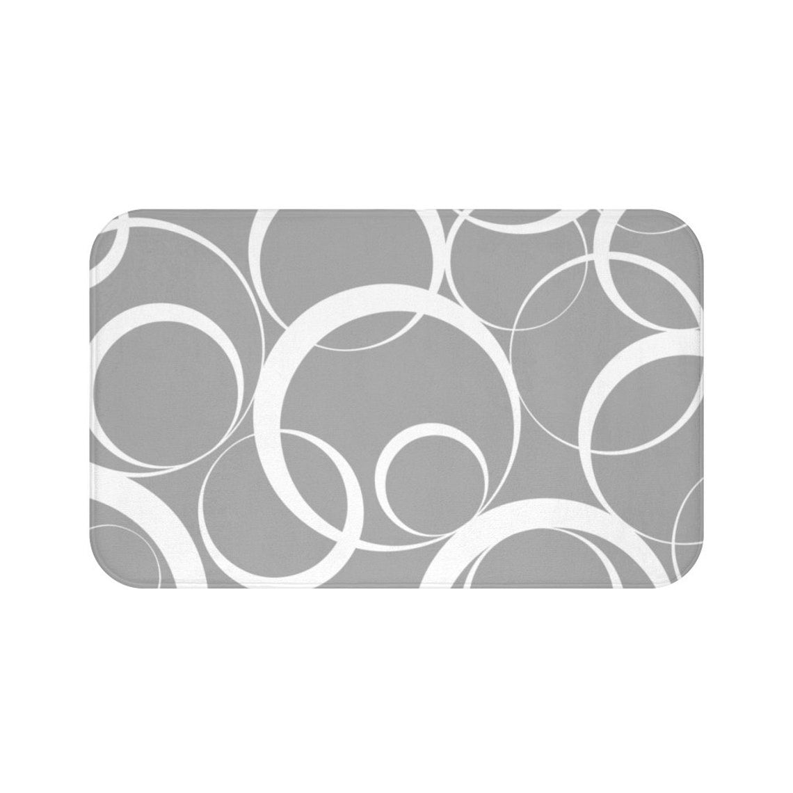 Gray Geometric Rings Memory Foam Mat - MAT143