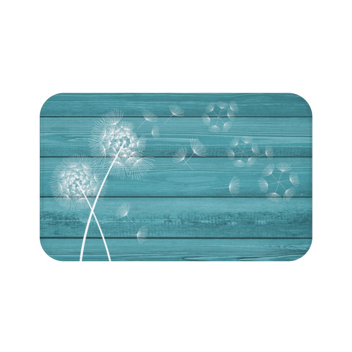 Teal and White Dandelion Memory Foam Mat - MAT146