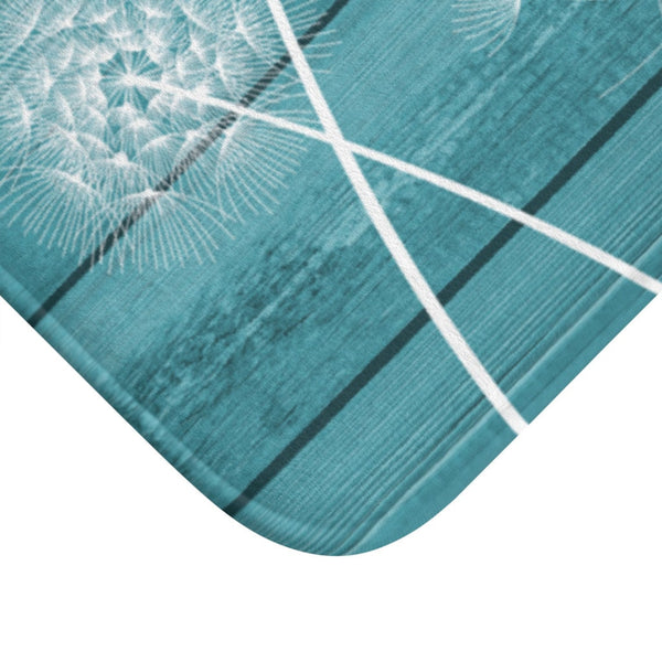 Teal and White Dandelion Memory Foam Mat - MAT146