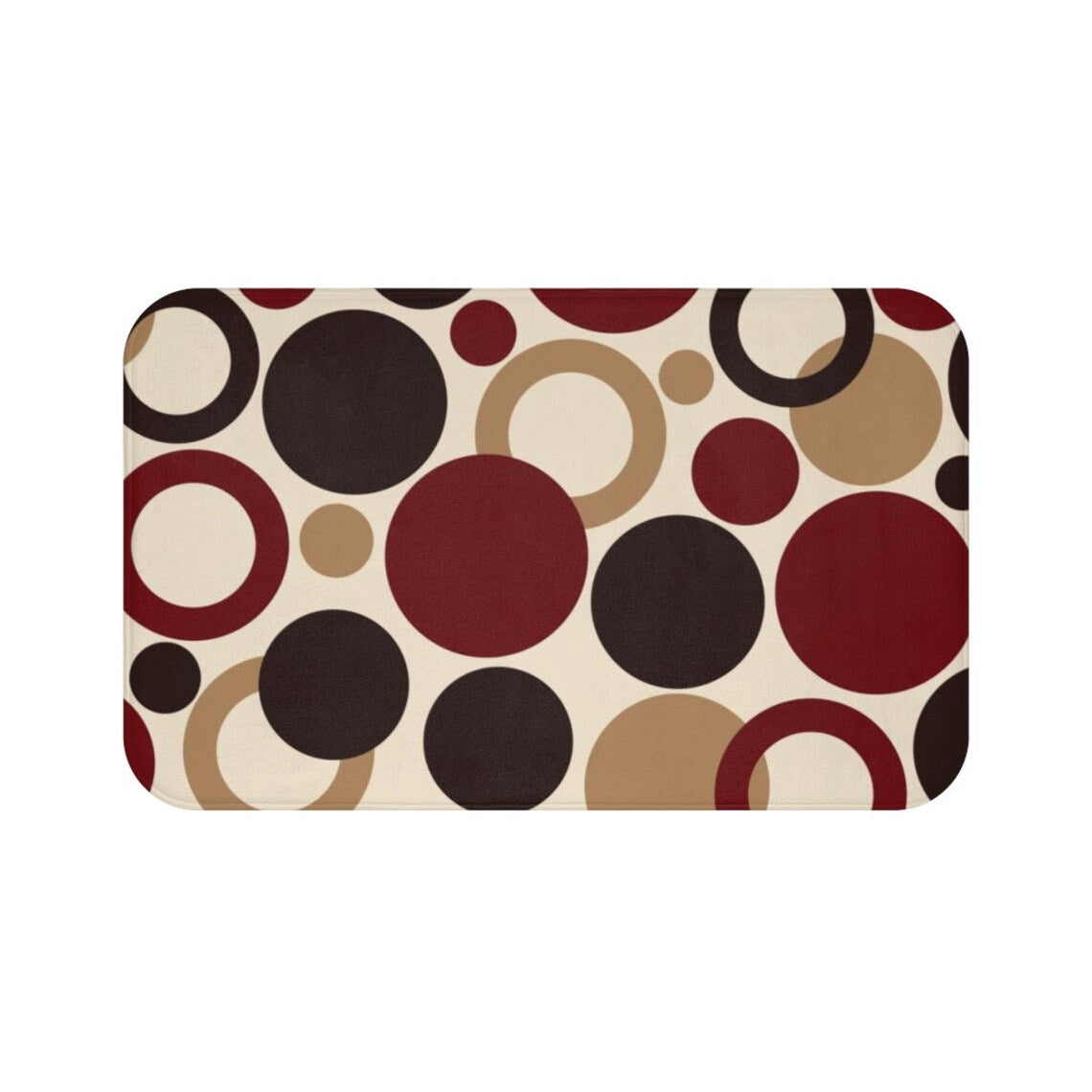 Brown and Red Geometric Dots Memory Foam Mat - MAT149