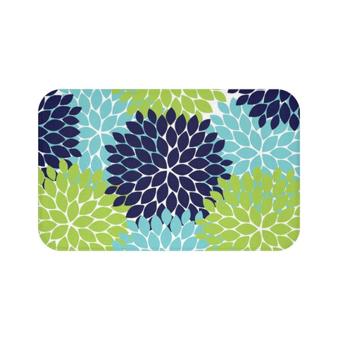 Blue and Green Floral Memory Foam Mat - MAT151
