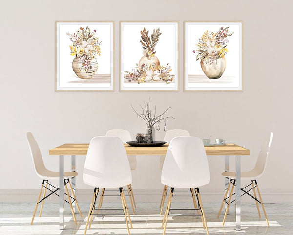 Neutral Floral Wall Art Print Set - HOME1109