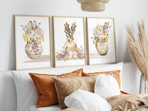 Neutral Floral Wall Art Print Set - HOME1109