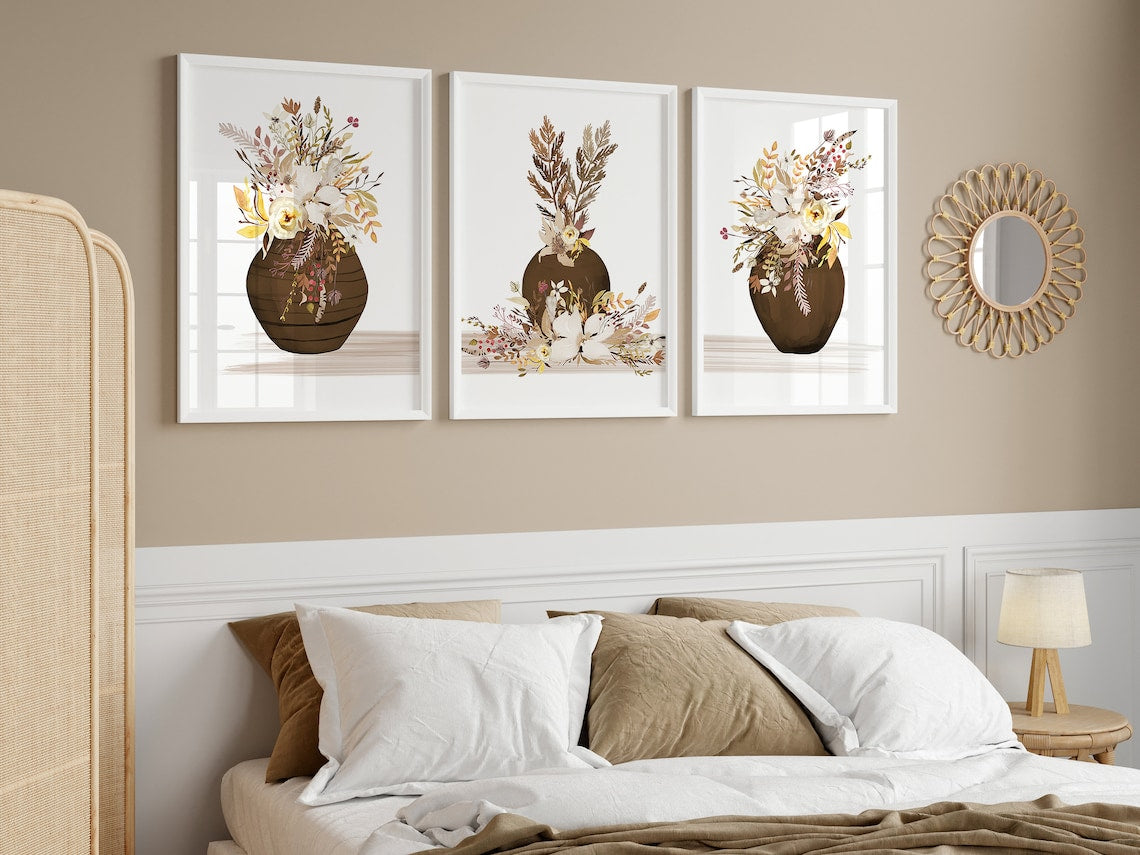 Neutral Floral Wall Art Print Set - HOME1111