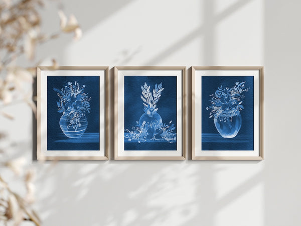 Sophisticated Blue Wall Art Print Set | Indigo - HOME1116