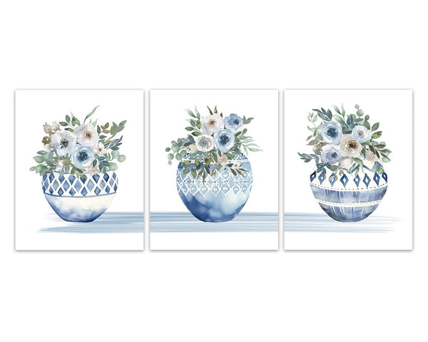 Blue Floral Wall Art Print Set - HOME1108
