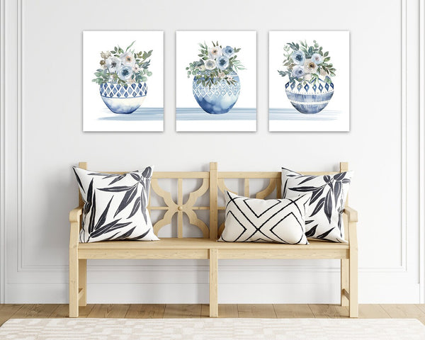 Blue Floral Wall Art Print Set - HOME1108