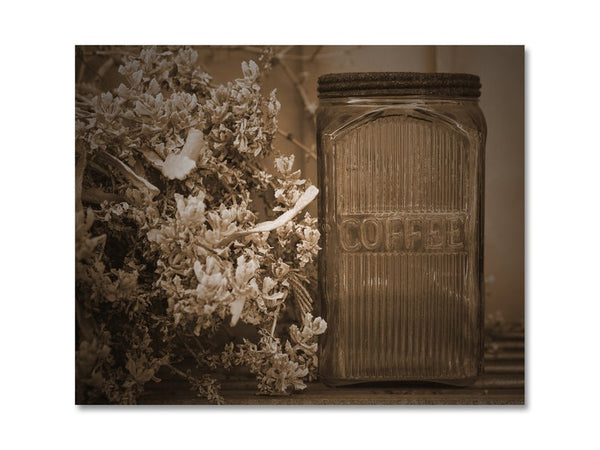 Rustic Kitchen Wall Art CANVAS or PRINT, Coffee Lover Gift, Sepia Photography, Coffee Shop Decor, Still Life Photography - LIFE3