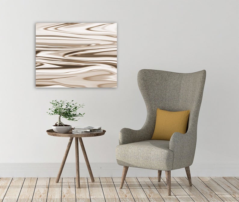 Marble Abstract Wall Art Print or CANVAS, Brown and Tan Marble Print, Abstract Brown Home Decor, Brown Bedroom, Modern Home Decor - ABS1