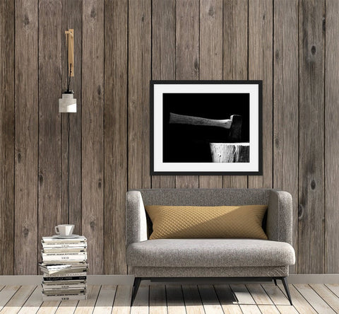 Rustic Wall Art, Cabin Decor, BW Photography, Man Cave Decor, Still Life Photography, Splitting Wood Picture, Woodland Print - LIFE1