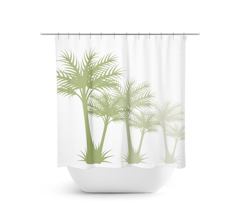 White and Sage Palm Trees Shower Curtain - SHOWER97
