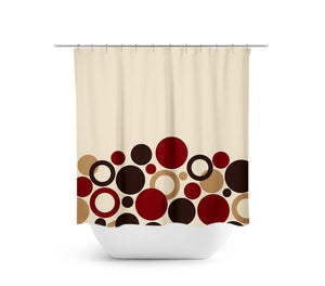 Red and Brown Geometric Circles Shower Curtain - SHOWER100