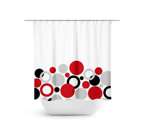 Red, Black and Gray Geometric Circles Shower Curtain - SHOWER101