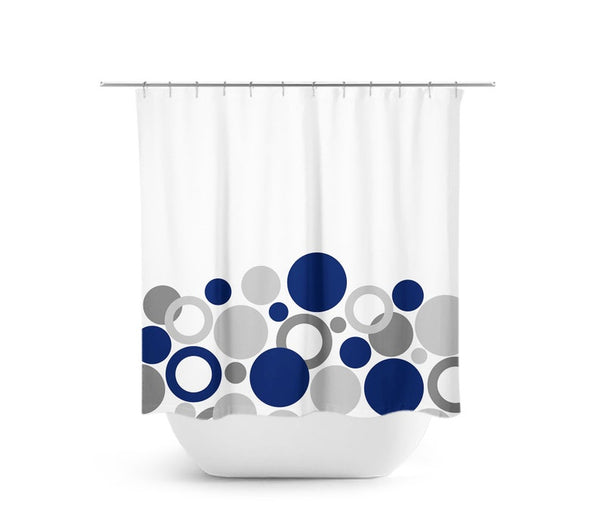 Blue and Gray Geometric Circles Shower Curtain - SHOWER107
