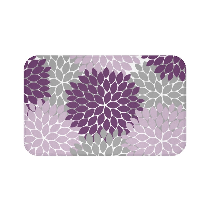 Purple and Gray Flower Burst Memory Foam Mat - MAT3