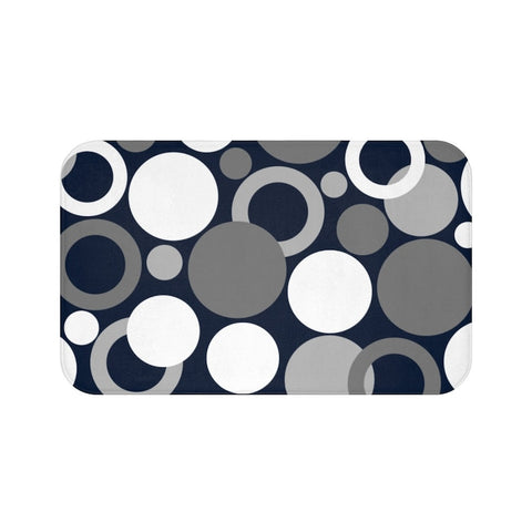 Blue and Gray Geometric Circles and Dots Memory Foam Mat - MAT7