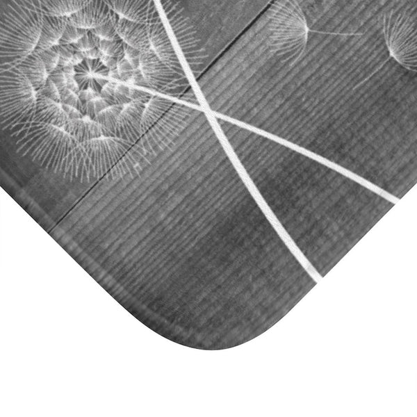 Gray and White Blowing Dandelion Memory Foam Mat - MAT12