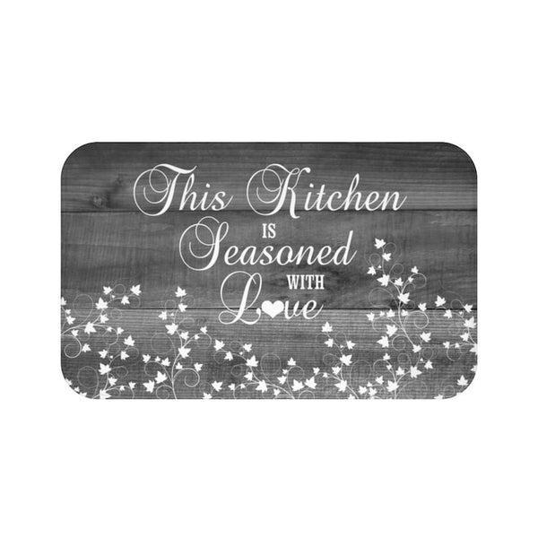 Gray Farmhouse "This Kitchen is Seasoned with Love" Kitchen Mat - MAT13