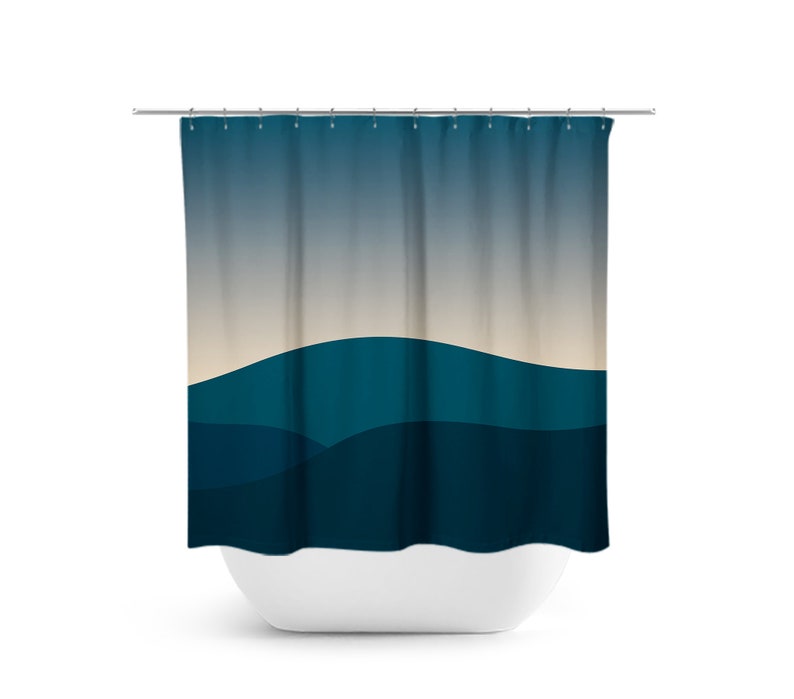 Teal Abstract Mountain Shower Curtain - SHOWER109