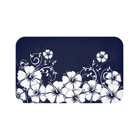 Blue and White Hibiscus Vine Memory Foam Mat - MAT24