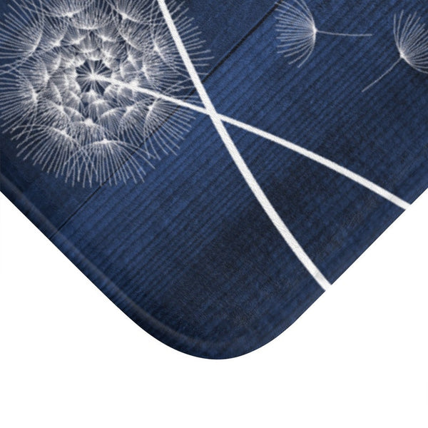 Rustic Blue and White Blowing Dandelion Memory Foam Mat - MAT22