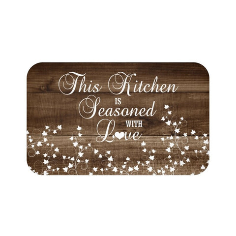 Brown Farmhouse "This Kitchen is Seasoned with Love" Kitchen Memory Foam Mat - MAT16