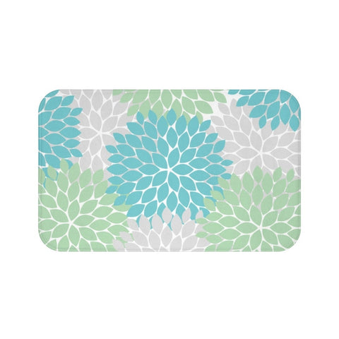 Sea Glass Blue Green and Gray Flower Burst Memory Foam Mat - MAT42