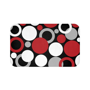 Black Red and Gray Geometric Circles and Dots Memory Foam Mat - MAT19