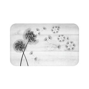 Farmhouse White and Black Blowing Dandelion Memory Foam Mat - MAT34