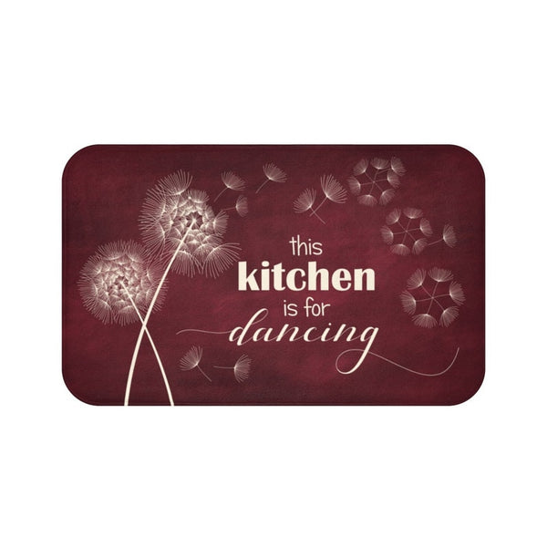 Burgundy Dandelion "This Kitchen is for Dancing" Kitchen Mat - MAT31