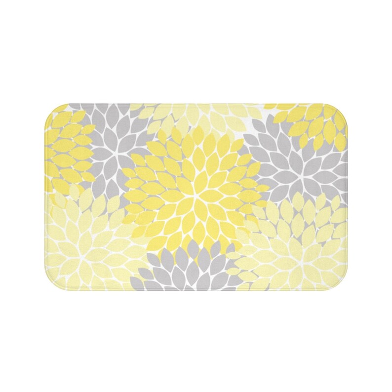 Yellow and Gray Flower Burst Memory Foam Mat - MAT38