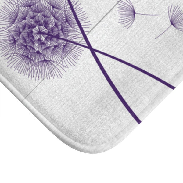 Farmhouse White and Purple Blowing Dandelion Memory Foam Mat - MAT33