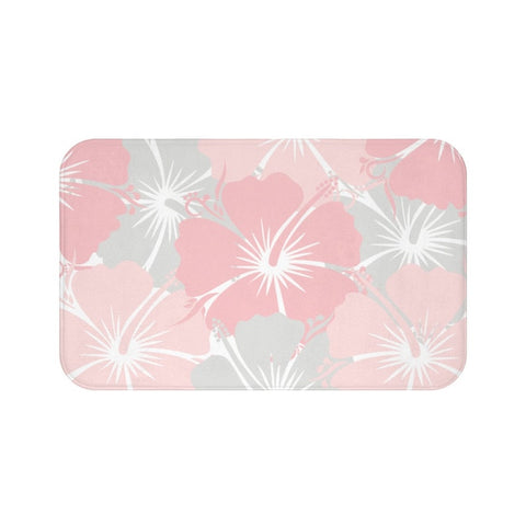 Pink and Gray Hibiscus Memory Foam Mat - MAT44