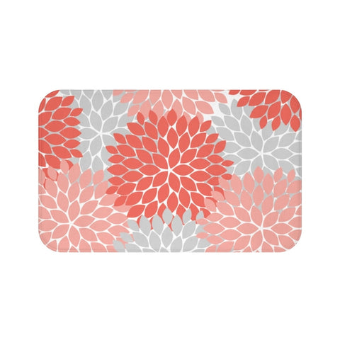 Coral and Gray Flower Burst Memory Foam Mat - MAT39