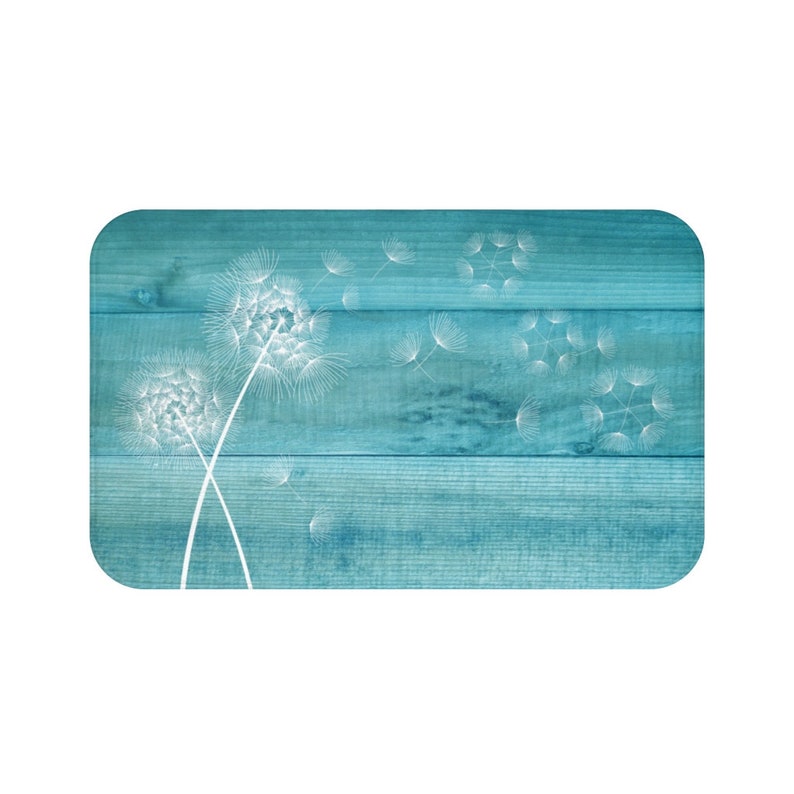Farmhouse Aqua Blowing Dandelion Memory Foam Mat - MAT46