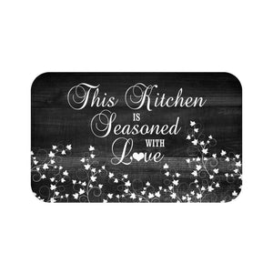 Rustic Black "This Kitchen is Seasoned with Love" Kitchen Memory Foam Mat - MAT59