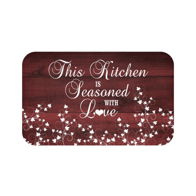 Rustic Red "This Kitchen is Seasoned with Love" Kitchen Memory Foam Mat - MAT66