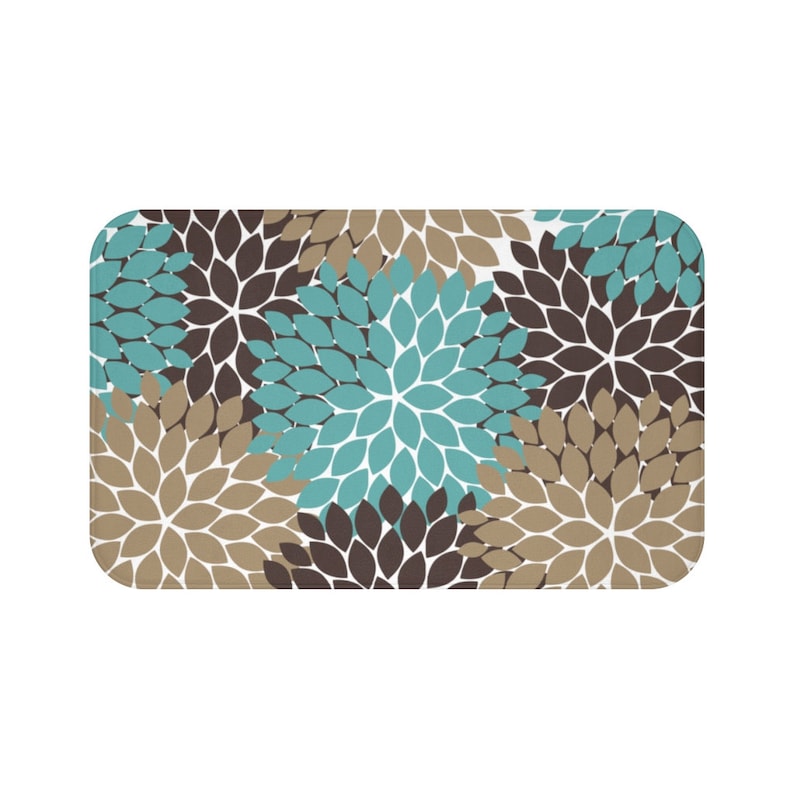 Brown and Teal Flower Burst Mermory Foam Mat - MAT60