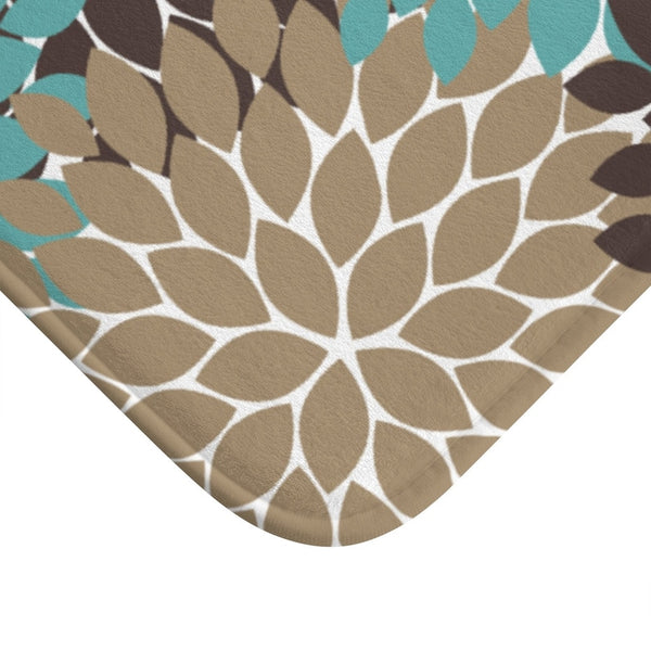 Brown and Teal Flower Burst Mermory Foam Mat - MAT60