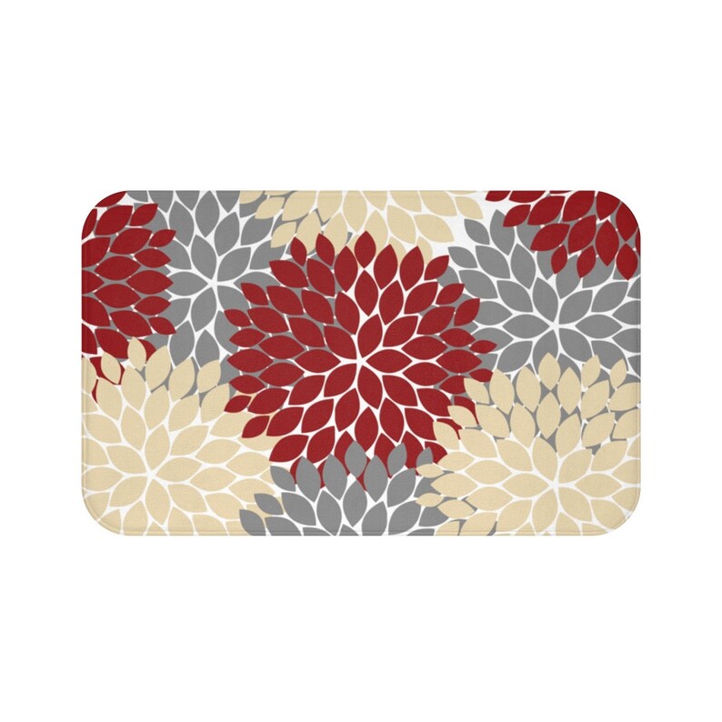Red, Tan and Gray Flower Burst Memory Foam Mat - MAT64