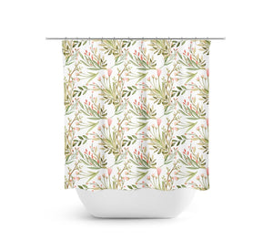 Green Leaves and Pink Flowers Shower Curtain - SHOWER118