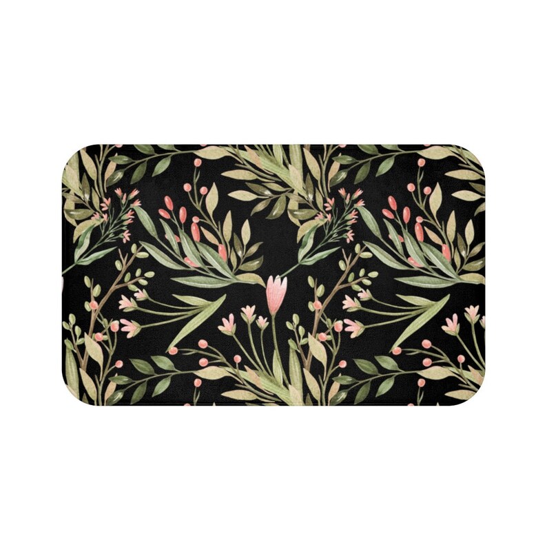 Black and Green Floral Memory Foam Mat - MAT86