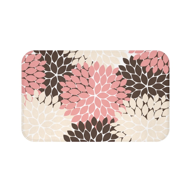 Blush Pink, Brown and Cream Flower Burst Memory Foam Mat - MAT68