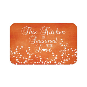 Orange "This Kitchen is Seasoned with Love" Kitchen Memory Foam Mat - MAT70