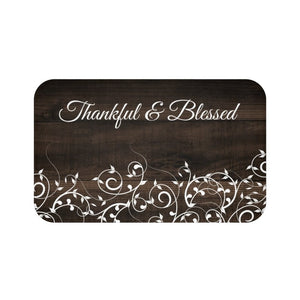 Brown Scroll "Thankful & Blessed" Kitchen Memory Foam Mat - MAT88