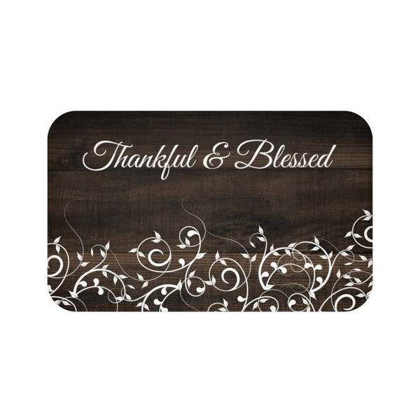 Brown Scroll "Thankful & Blessed" Kitchen Memory Foam Mat - MAT88