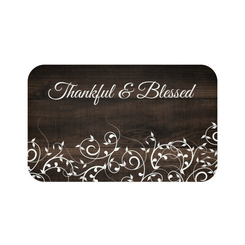 Brown Scroll "Thankful & Blessed" Kitchen Memory Foam Mat - MAT88