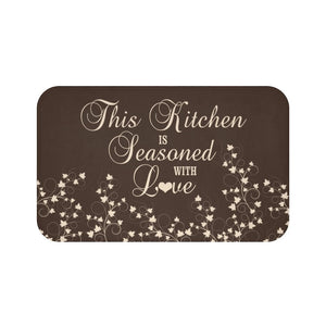 Brown "This Kitchen is Seasoned with Love" Kitchen Memory Foam Mat - MAT72