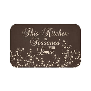 Brown "This Kitchen is Seasoned with Love" Kitchen Memory Foam Mat - MAT72