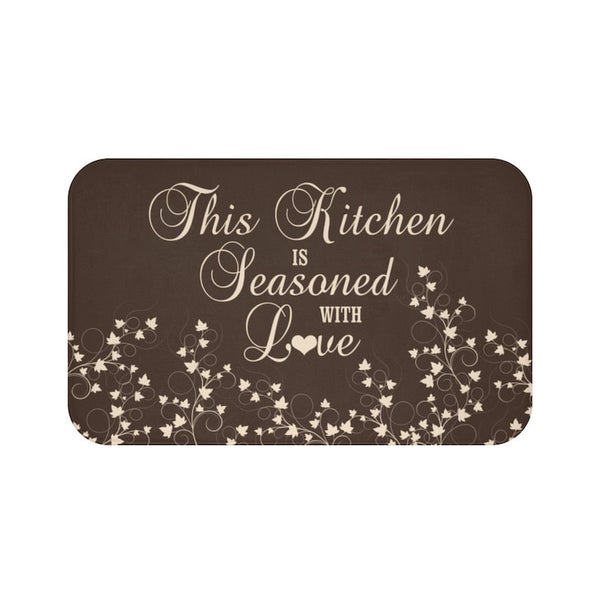 Brown "This Kitchen is Seasoned with Love" Kitchen Memory Foam Mat - MAT72